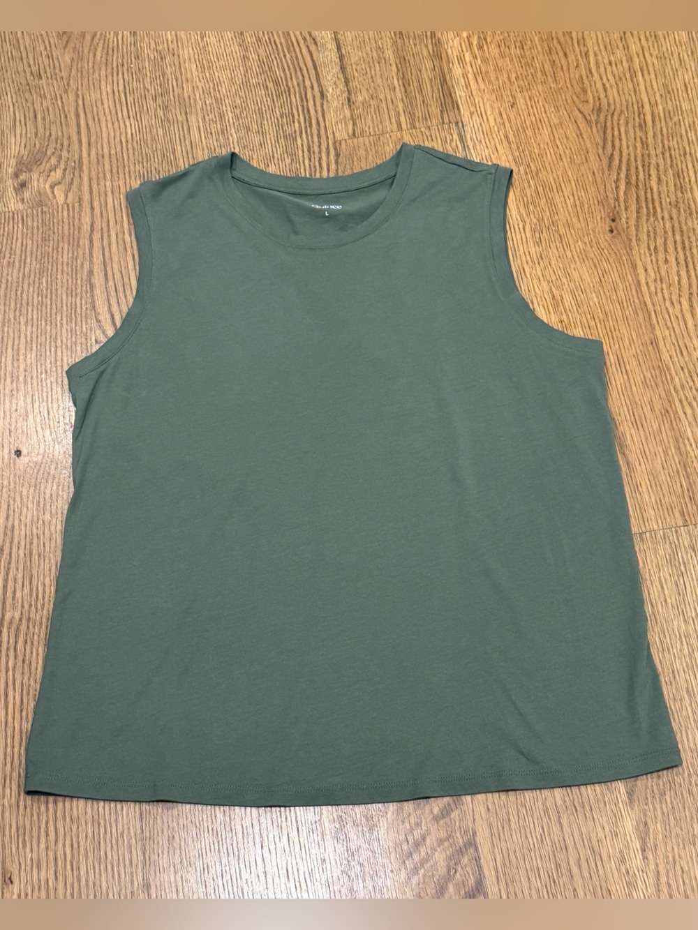 Quince Cotton/Modal Sleeveless Top Tee-Shirt Olive Green Women’s L